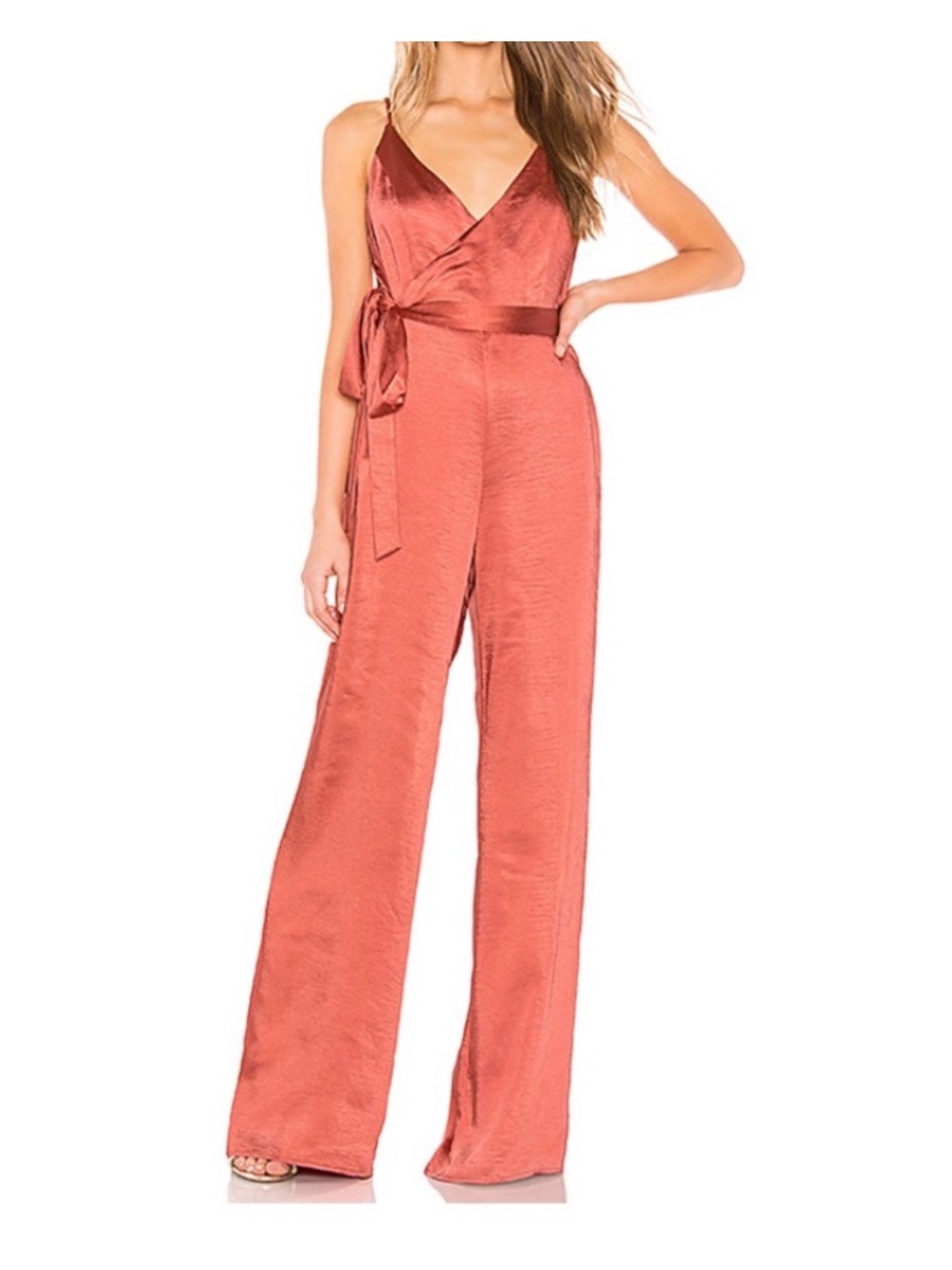 Line & Dot Satin Wrap Jumpsuit